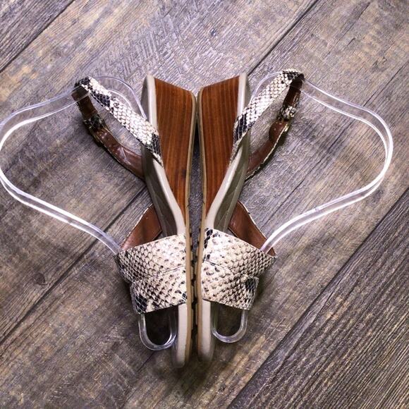 Cole Haan Snakeskin Ankle Wrap Wedge Sandal Size 7 - Picture 2 of 6